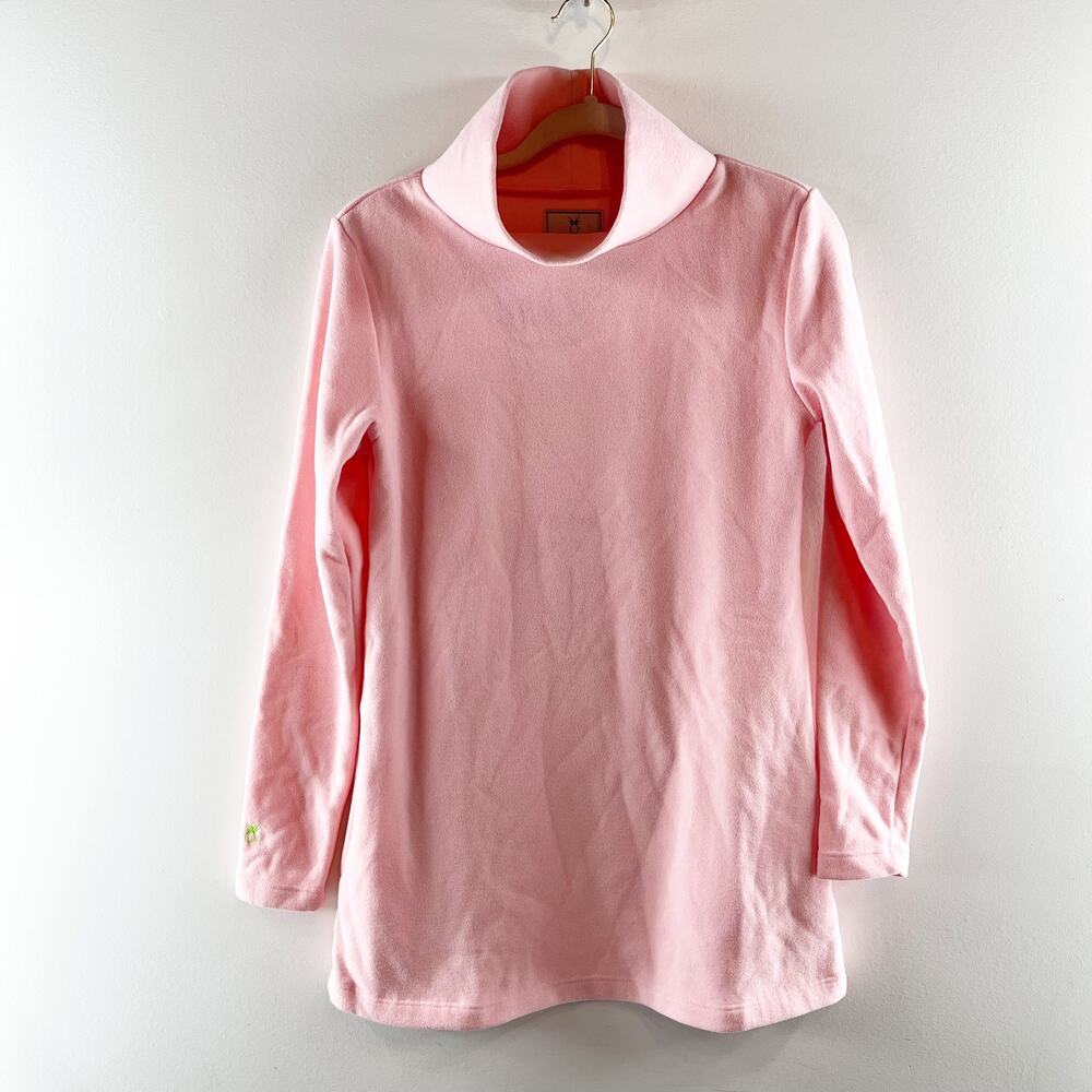 Dudley Stephens Greenpoint Vello Fleece Turtleneck Sweater Pink Small